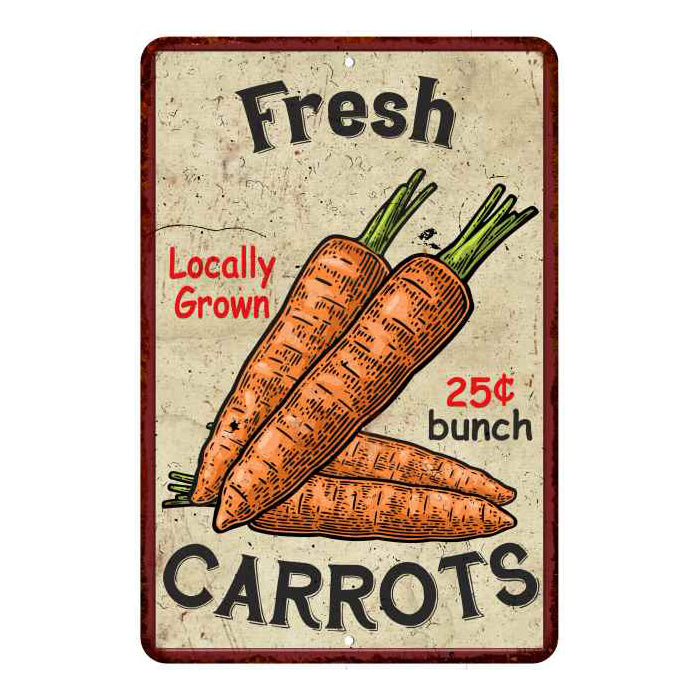 Fres Carrots Kitchen Vintage Look Chic 8x22 Metal Sign 108120020057