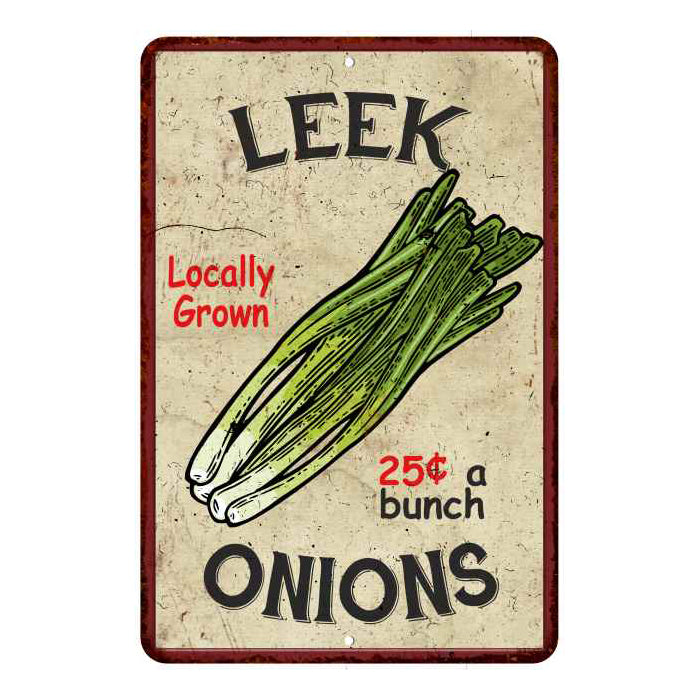 Onions Signage Leek & Onions Metal Sign | Vintage Kitchen Decor — Chico Creek Signs