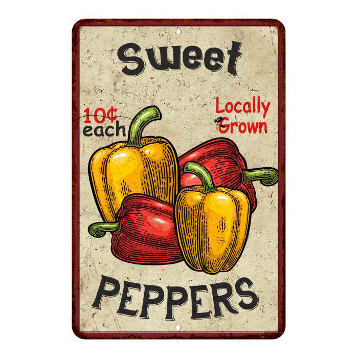 Sweet Peppers Kitchen Vintage Look Chic 8x22 Metal Sign 108120020063