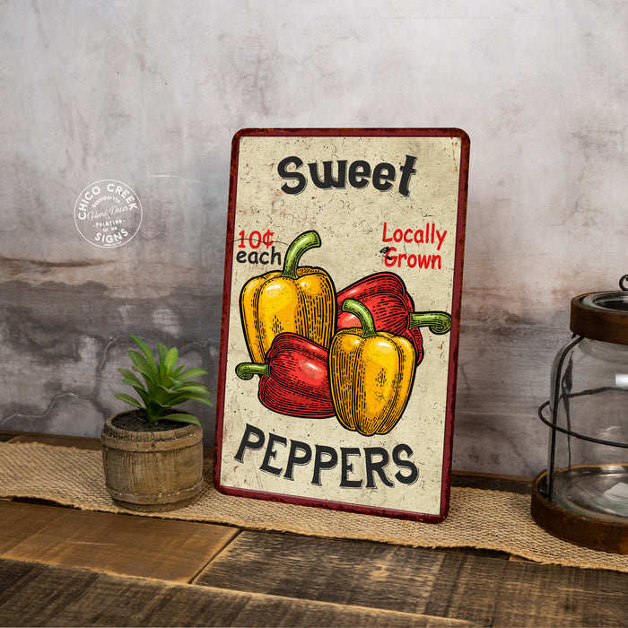 Sweet Peppers Kitchen Vintage Look Chic Metal Sign 108120020063