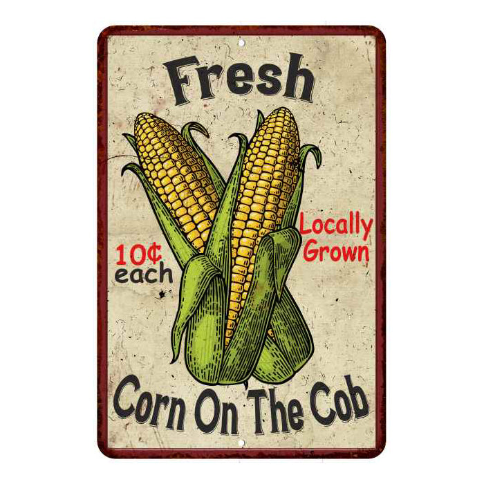 Fresh Corn on the Cob Kitchen Vintage Look Chic 8x22 Metal Sign 108120020064