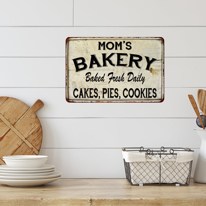 Mom's Bakery Vintage Look Chic Distressed Metal Sign 108120020088