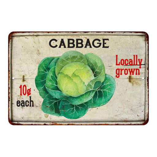 Fresh Cabbage Vintage Look Chic Distressed 8x12 Metal Sign 108120020118