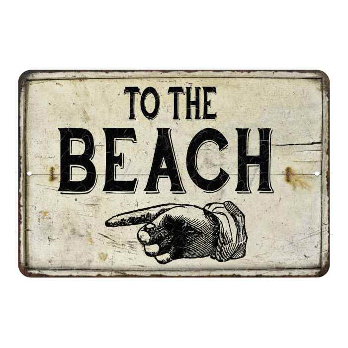 To the Beach Right Hand Vintage Look Chic Distressed 8x12108120020133