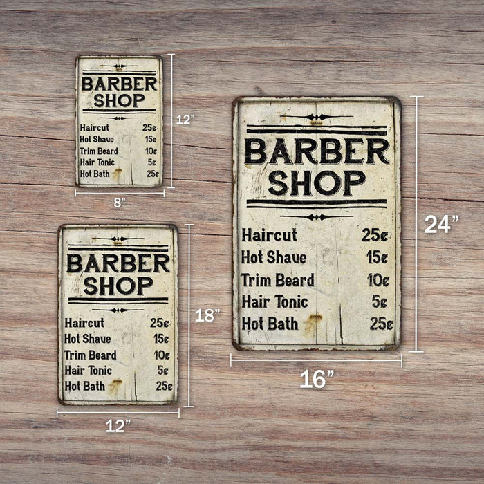 Barber Shop Price List Farmhouse Style Metal Sign 108120020218