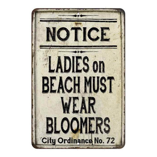 Ladies on Beach Must Wear Bloomers Vintage Look Chic Distressed 8x12108120020237