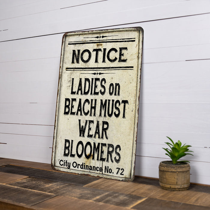 Ladies on Beach Must Wear Bloomers Vintage Look Chic Distressed