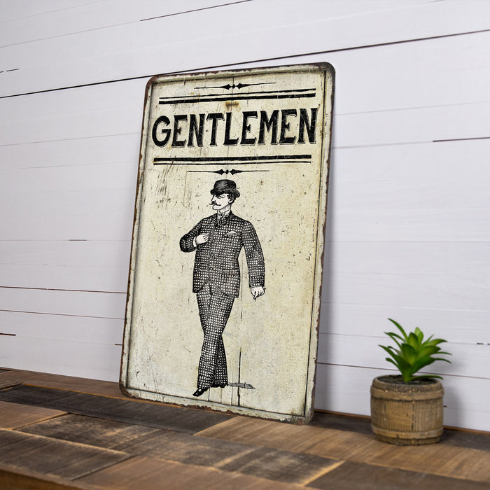 Gentlemen Restroom Sign Vintage Look Chic Distressed