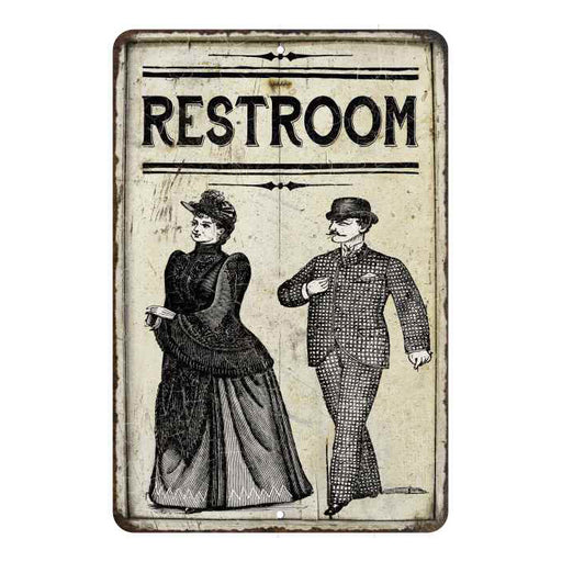 Restroom Men & Women Vintage Look Chic Distressed 8x12108120020245