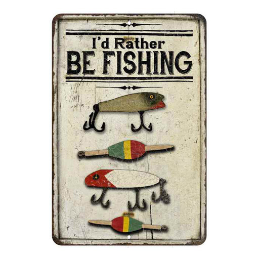 I'd Rather Be Fishing Vintage Look Chic Distressed 8x12108120020249