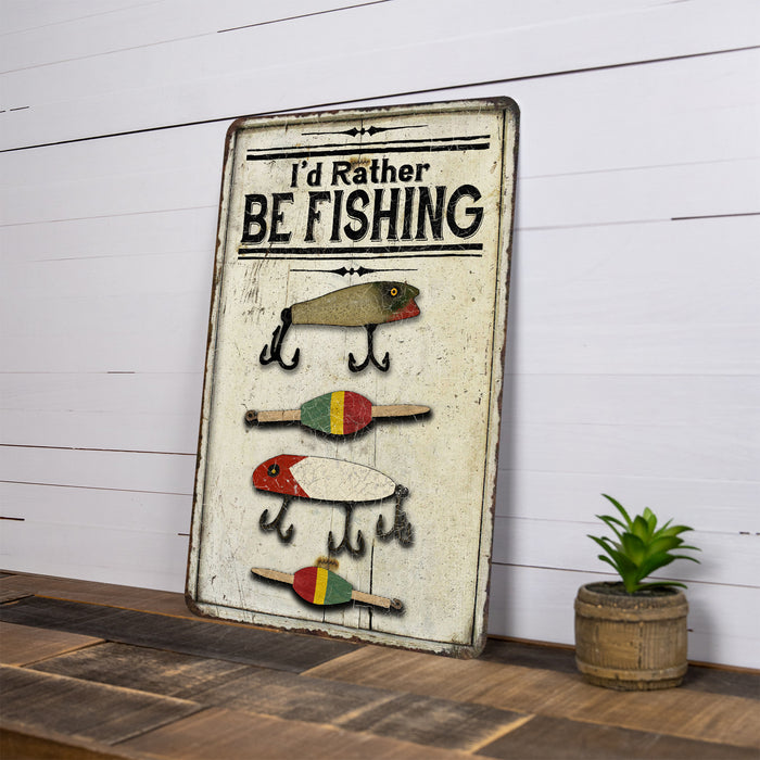 I'd Rather Be Fishing Vintage Look Chic Distressed