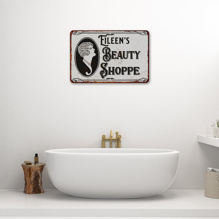 Personalized Beauty Shoppe Chic Sign Vintage Decor Wall Metal Sign 108120021001