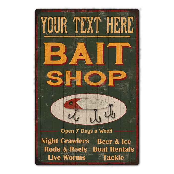 Personalized Green Bait Shop Man Cave Wall Decor Gift Metal Sign 108120027001 - Premium - 8 x 12