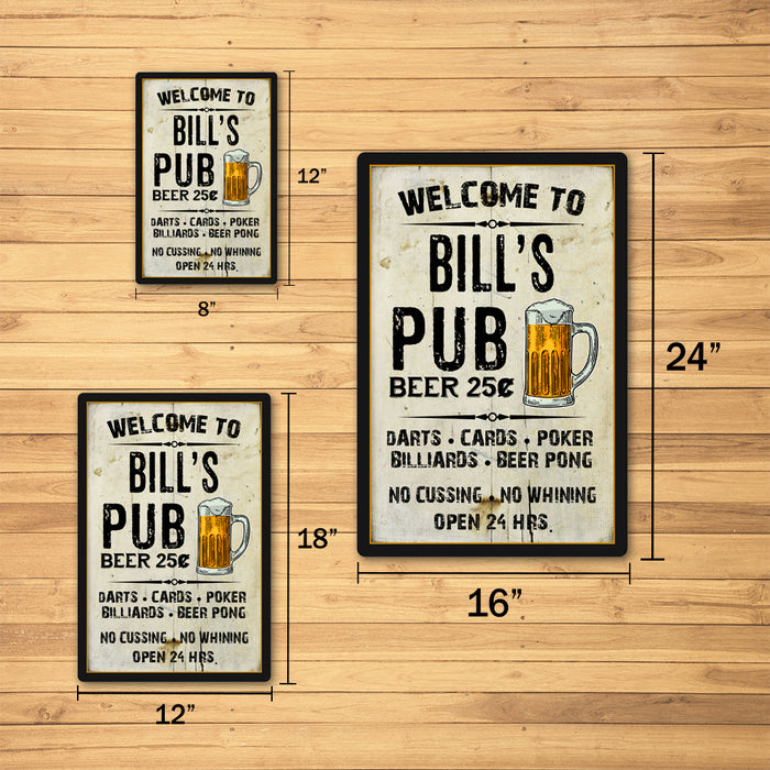 Personalized Pub Sign Vintage Man Cave Bar Wall Decor Gift Sign Metal 108120028001
