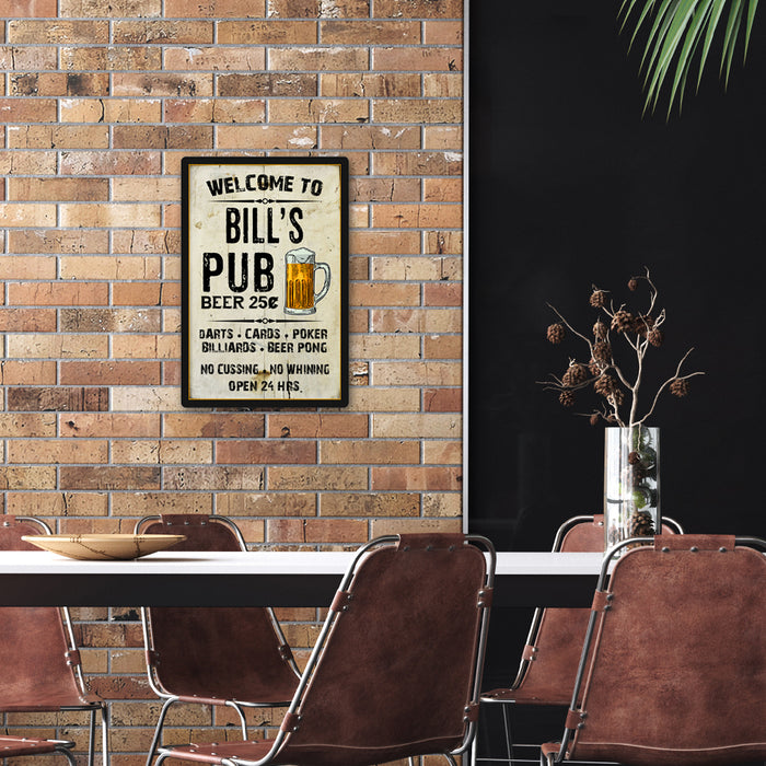 Personalized Pub Sign Vintage Man Cave Bar Wall Decor Gift Sign Metal 108120028001
