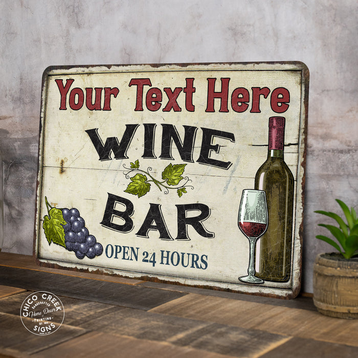 Personalized Wine Bar Sign Rustic Bar Wall Decor Gift Grapes Metal 108120034001