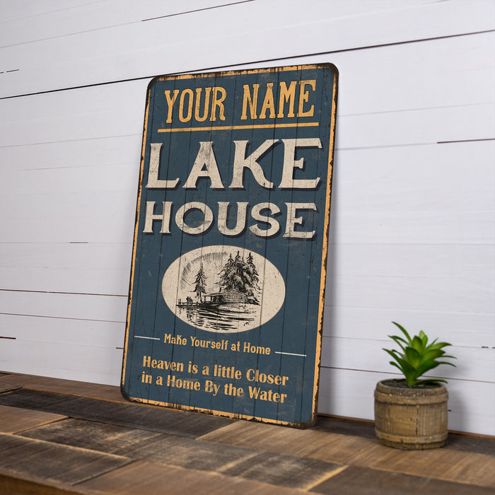 Personalized Lake House Blue Cabin Home Decor Gift Sign Metal 108120038001
