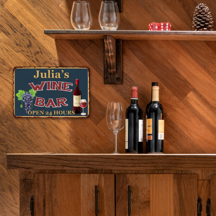 Personalized Green Wine Bar Wall Decor Kitchen Gift Sign Metal 108120043001