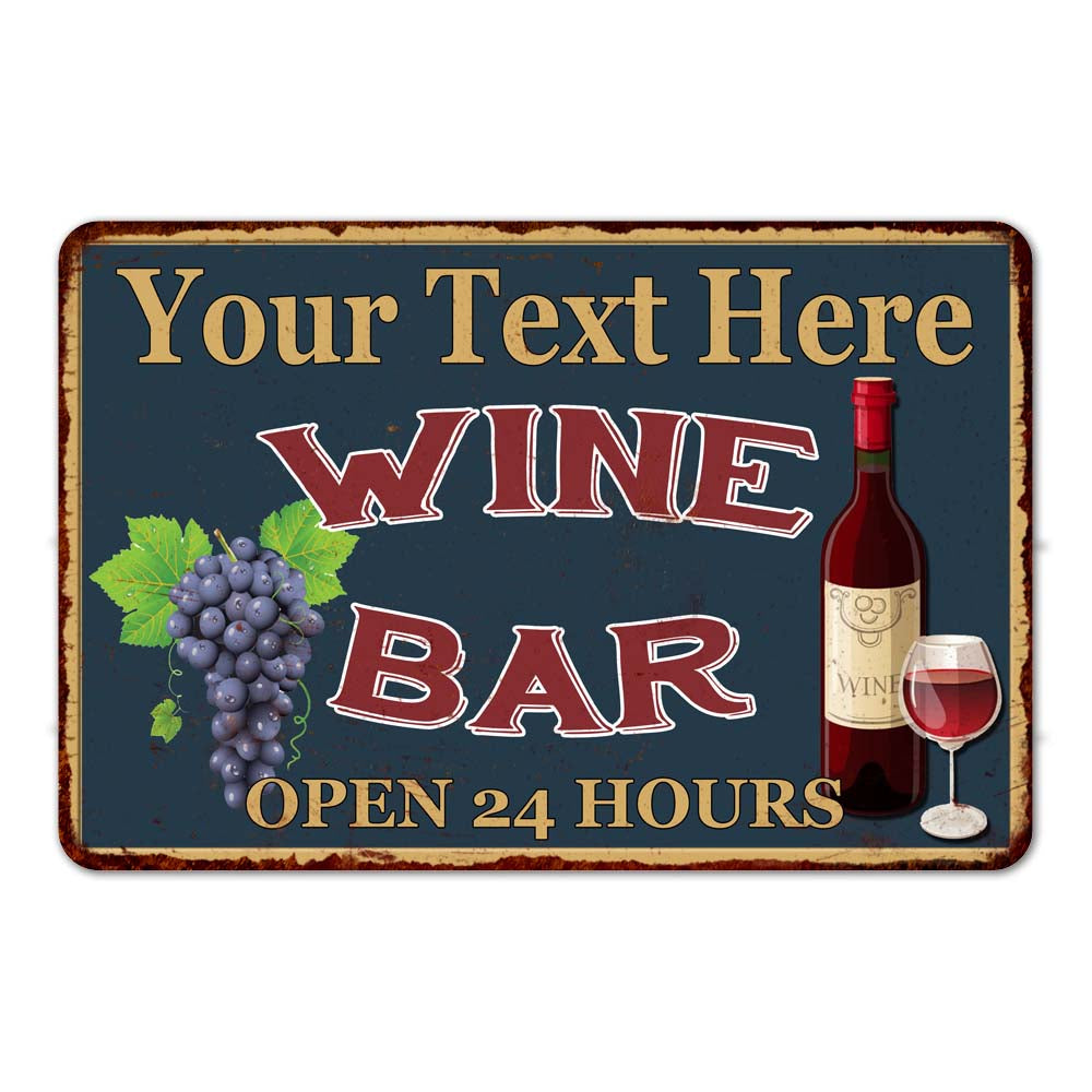 Personalized Green Wine Bar Wall Decor Kitchen Gift Sign Metal 1081200 ...