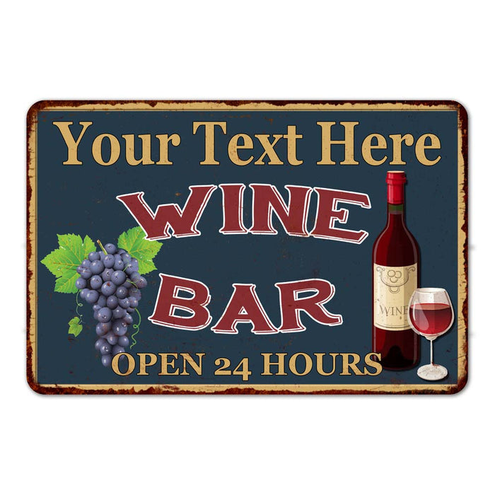 Personalized Green Wine Bar Wall Decor Kitchen Gift Sign Metal 108120043001