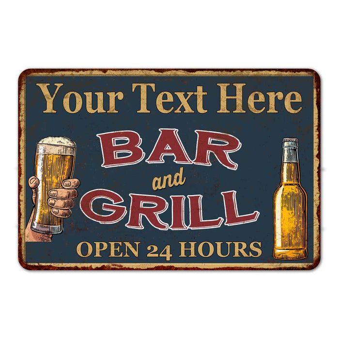 Personalized Green Bar and Grill Metal Sign Wall Decor 108120044001