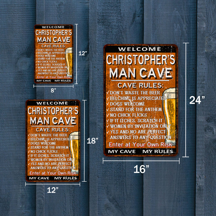 Personalized Man Cave Rules Rusty Sign Garage Decor Gift 108120051001