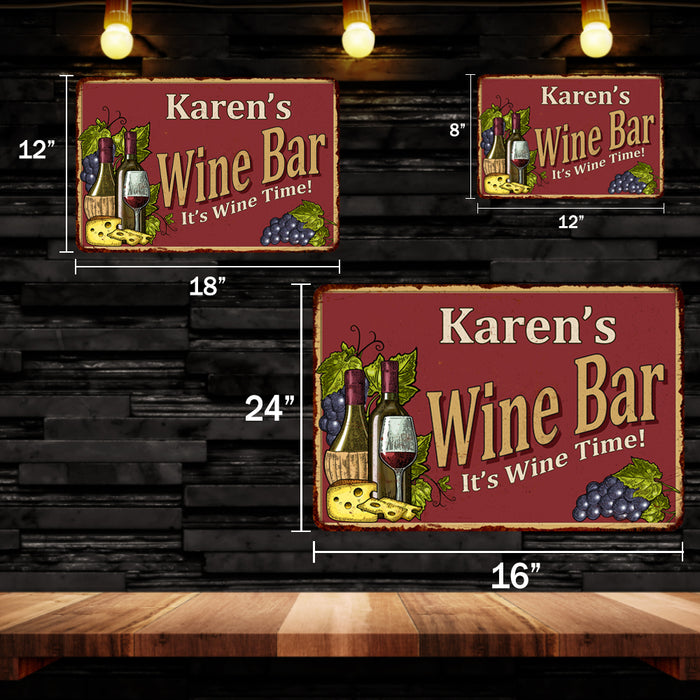 Personalized Red Wine Bar Metal Wall Sign Home Decor 108120054001