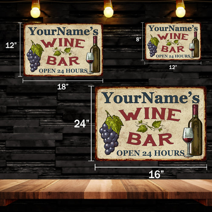 Personalized Rustic Wine Bar Sign