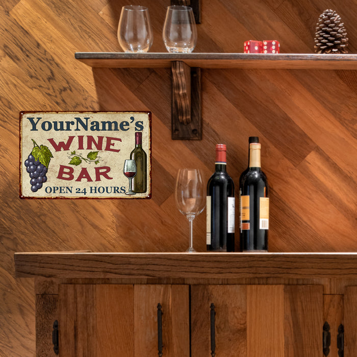 Personalized Rustic Wine Bar Sign