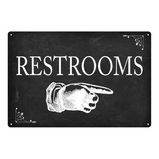 RestroomsÃ¢â‚¬Â¦Right Arrow Funny Bathroom 8x12 Metal Sign 108120061027