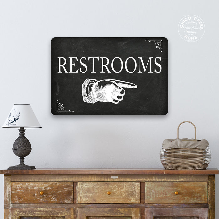 Restrooms Right Arrow Funny Bathroom 8x12 Metal Sign 108120061027