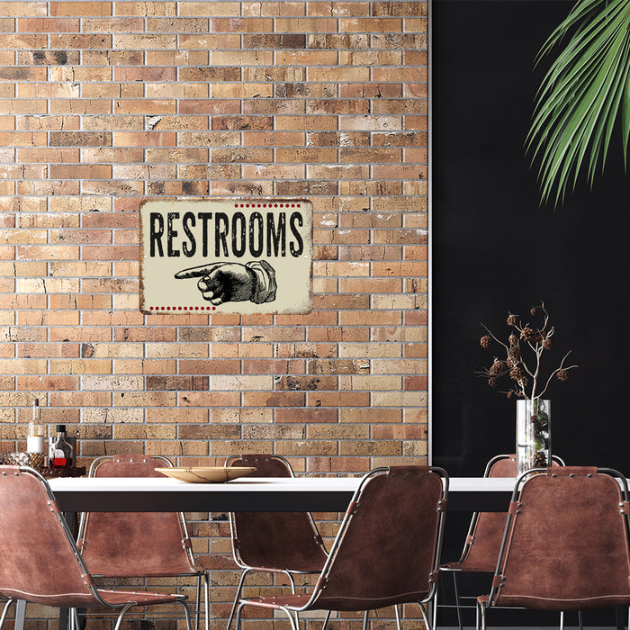Restrooms Left Vintage 50's Diner Metal Sign 108120061057