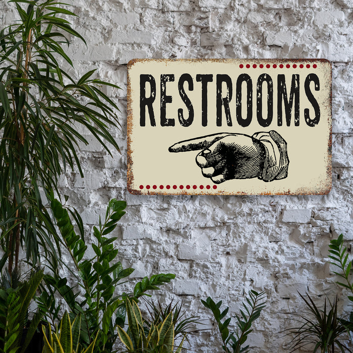 Restrooms Left Vintage 50's Diner Metal Sign 108120061057