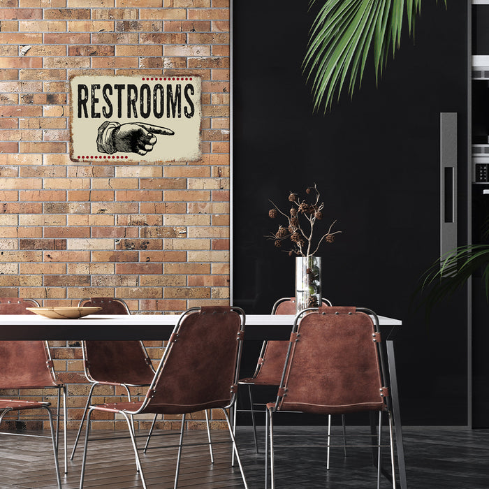 Restrooms Right Vintage 50's Diner Metal Sign 108120061058