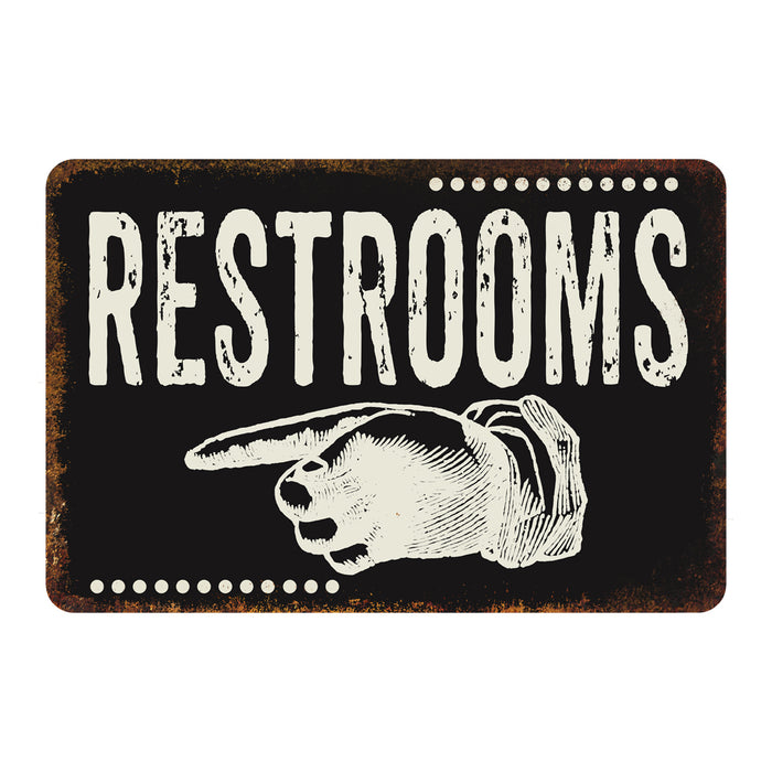 Restrooms Left Dark Metal Sign 108120061065