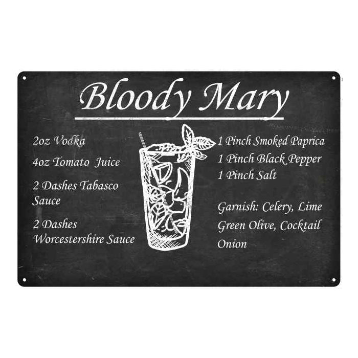 Bloody Mary Ingredients Bar Pub Alcohol Gift 8x12 Metal Sign 108120064014