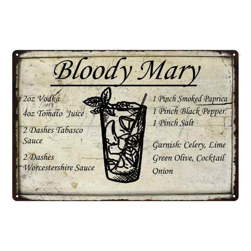 Bloody Mary Ingredients Bar Pub Alcohol Gift 8x12 Metal Sign 108120064023