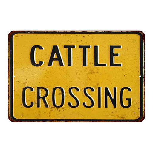 Cattle Crossing Sign Vintage Wall Décor Signs Art Decorations Tin Gift 