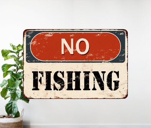 NO Fishing Sign Vintage Wall Decor Signs Art Decorations Tin Gift