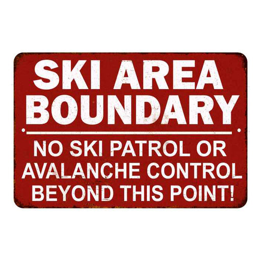 Ski Area Boundary Sign Vintage Wall Décor Signs Art Decorations Tin Gift 