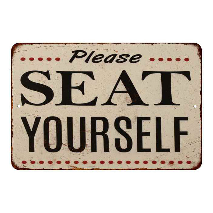 Please Seat Yourself Sign Vintage Wall Décor Signs Art Decorations Tin Gift 