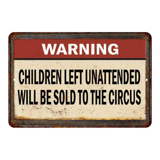Children Let Unattended Funny Sign Vintage Wall Décor Signs Art Decorations Tin Gift 