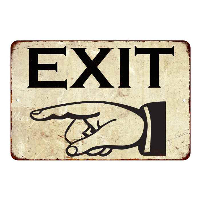 Exit Left Sign Vintage Wall Décor Signs Art Decorations Tin Gift 