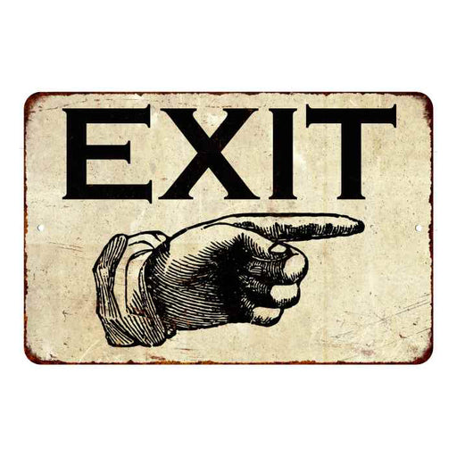 Exit Right Sign Vintage Wall Décor Signs Art Decorations Tin Gift 