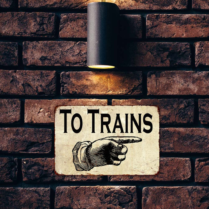 To Trains Right Sign Vintage Wall Decor Signs Art Decorations Tin Gift