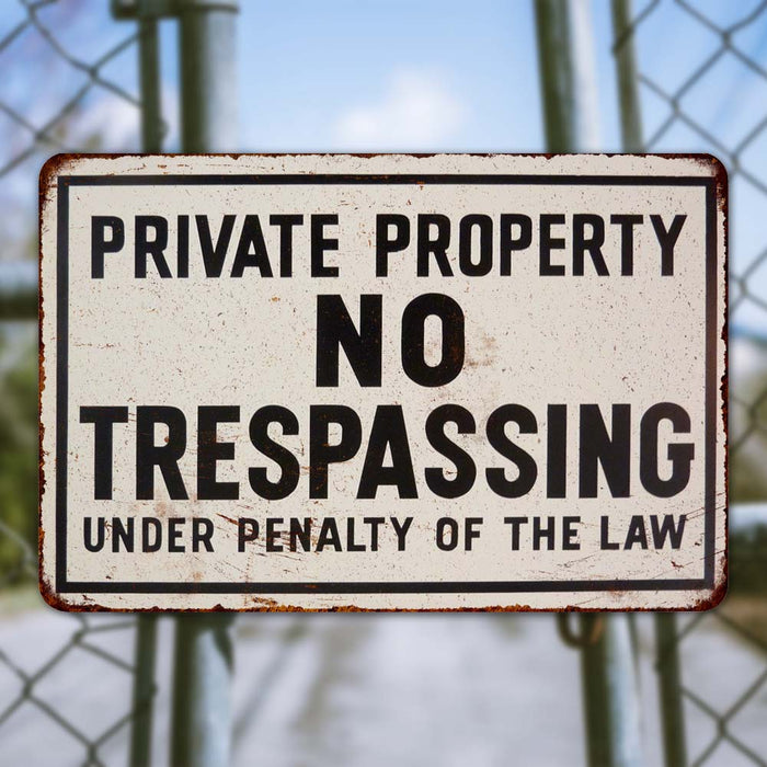 Private Property No Trespassing Sign Vintage Wall Decor Signs Art Decorations Tin Gift
