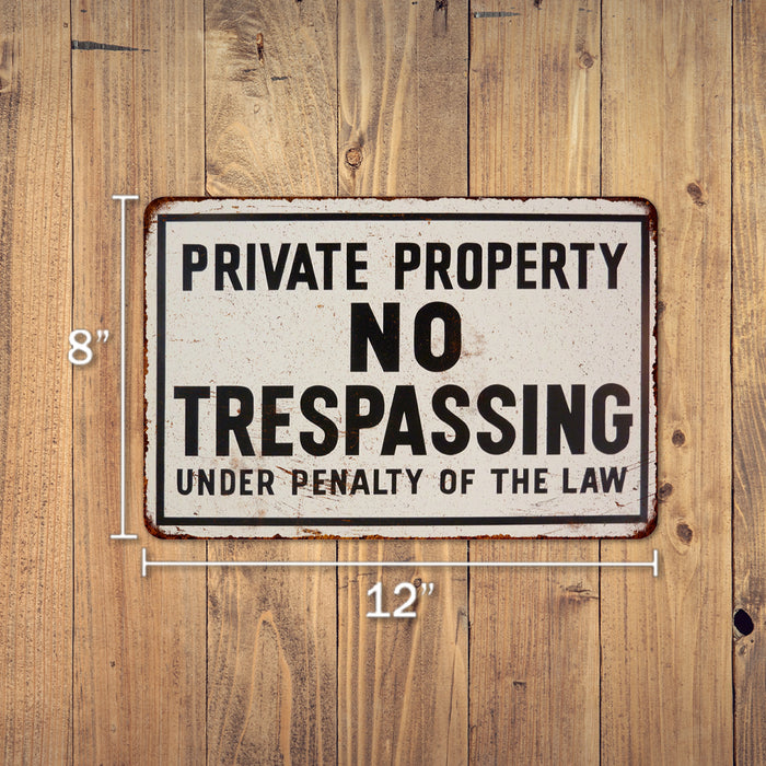 Private Property No Trespassing Sign Vintage Wall Decor Signs Art Decorations Tin Gift