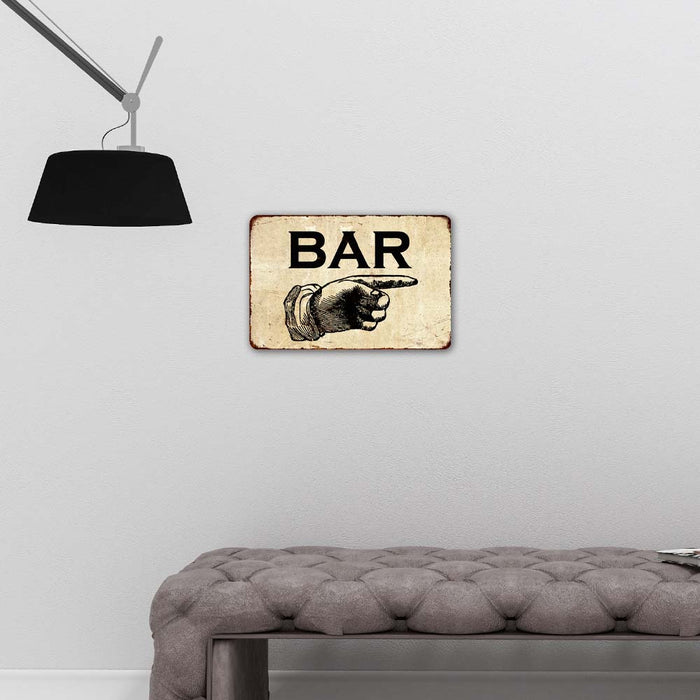 Bar to the Right Sign Vintage Wall Decor Signs Art Decorations Tin Gift