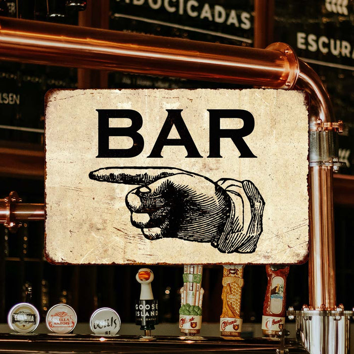 Bar to the left Sign Vintage Wall Decor Signs Art Decorations Tin Gift