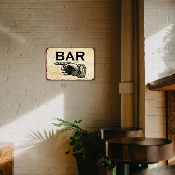 Bar to the left Sign Vintage Wall Decor Signs Art Decorations Tin Gift